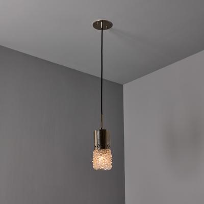 Helena Tynell Pair of 1960s Chrome Metal and Bubble Glass Pendants by Helena Tynell
