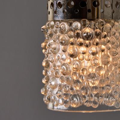 Helena Tynell Pair of 1960s Chrome Metal and Bubble Glass Pendants by Helena Tynell