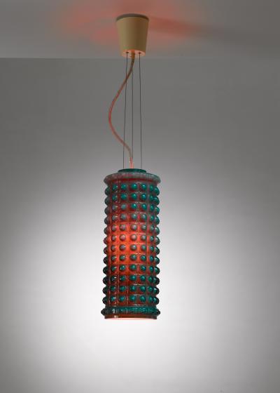 Helena Tynell Sculptural Cylindric Double Layered Glass Pendant Helena Tynell Sweden 1950s