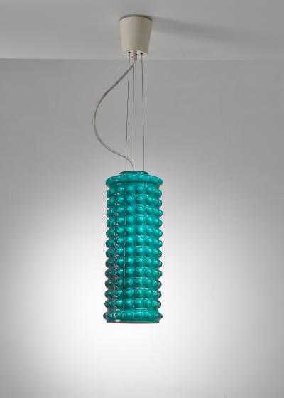 Helena Tynell Sculptural Cylindric Double Layered Glass Pendant Helena Tynell Sweden 1950s