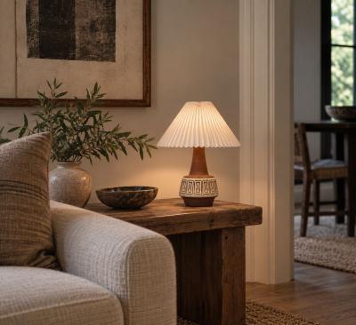 Helge Bjufstr m Large Table Lamp Brown Stoneware Denmark 1960s