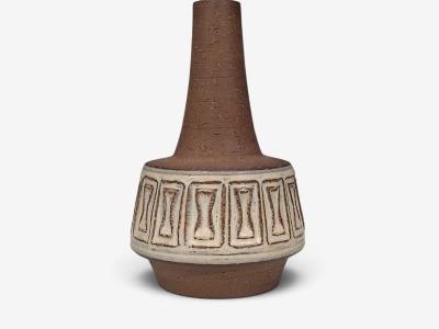 Helge Bjufstr m Large Table Lamp Brown Stoneware Denmark 1960s