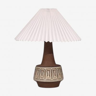 Helge Bjufstr m Large Table Lamp Brown Stoneware Denmark 1960s