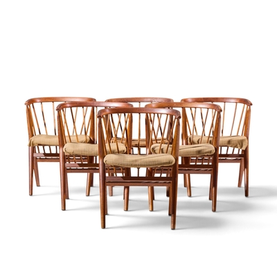 Helge Sibast Helge Sibast No 8 Mid Century Swedish Teak Chairs Set of 6