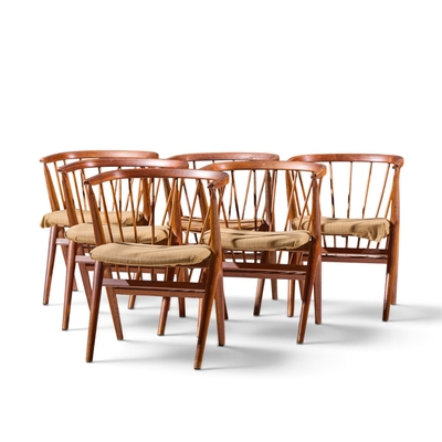 Helge Sibast Helge Sibast No 8 Mid Century Swedish Teak Chairs Set of 6