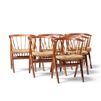 Helge Sibast Helge Sibast No 8 Mid Century Swedish Teak Chairs Set of 6
