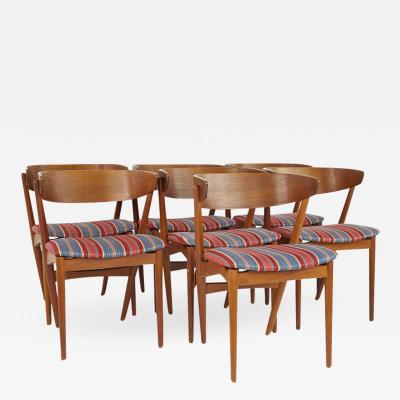 Helge Sibast No 7 Mid Century Teak and Oak Danish Dining Chairs Set of 7