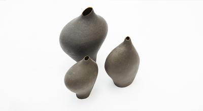 Helle Damkjaer Set of 3 Charcoal Vases by Helle Damkjaer 2016