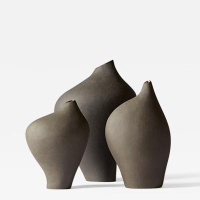 Helle Damkjaer Set of 3 Charcoal Vases by Helle Damkjaer 2016