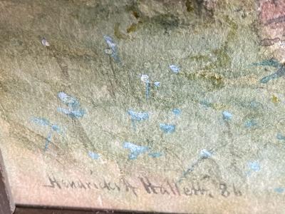 Hendricks A Hallett LANDSCAPE WITH BRIDGE WATERCOLOR BY HENDRICKS A HALLETT