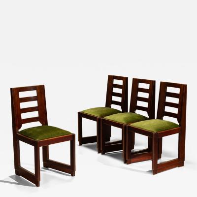 Hendrik Wouda Set of Four The Hague School Dining Room Chairs in the Style of Wouda