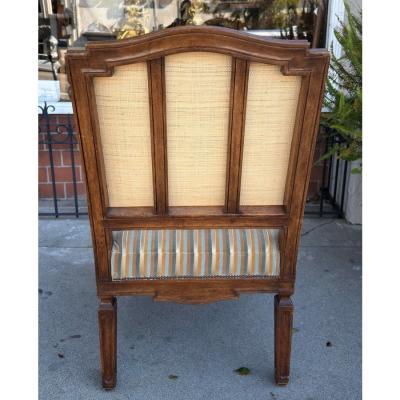 Hendrix Allardyce Neoclassical Walnut Leather Velvet Arm Chair