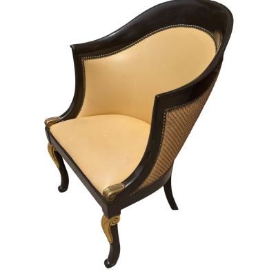 Hendrix Allardyce Regency Style Ebonized Giltwood Club Chair 1 of 2