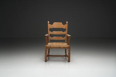 Henning Kjaernulf Armchair with Woven Seating in the manner of Henning Kj rnulf Denmark 1960s