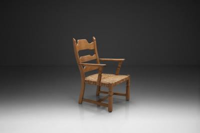 Henning Kjaernulf Armchair with Woven Seating in the manner of Henning Kj rnulf Denmark 1960s