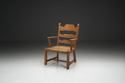 Henning Kjaernulf Armchair with Woven Seating in the manner of Henning Kj rnulf Denmark 1960s