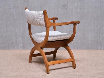 Henning Kjaernulf Henning Kj rnulf Kurul Armchair in Oak and Rubelli Boucl Denmark 1960s