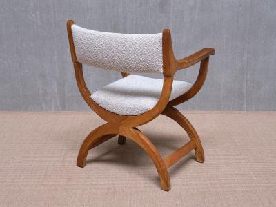 Henning Kjaernulf Henning Kj rnulf Kurul Armchair in Oak and Rubelli Boucl Denmark 1960s