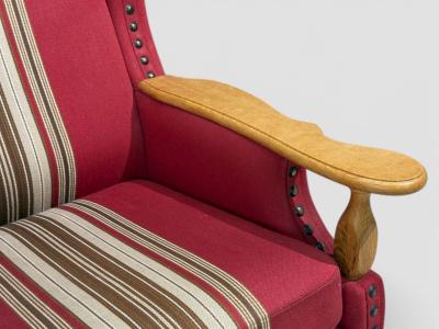 Henning Kjaernulf Henning Kj rnulf Style Lounge Chairs Red Fabric Oak Denmark 1960s