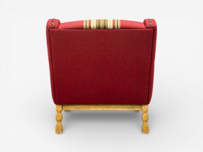 Henning Kjaernulf Henning Kj rnulf Style Lounge Chairs Red Fabric Oak Denmark 1960s