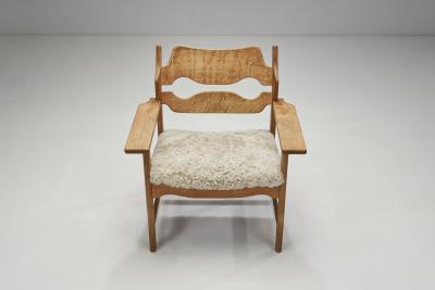 Henning Kjaernulf Henning Kjaernulf Razorblade Armchair with Sheepskin Denmark 1960s