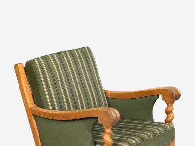 Henning Kjaernulf Henning Kjaernulf Style Lounge Chairs Oak Fabric Denmark 1970s
