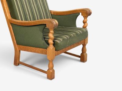 Henning Kjaernulf Henning Kjaernulf Style Lounge Chairs Oak Fabric Denmark 1970s