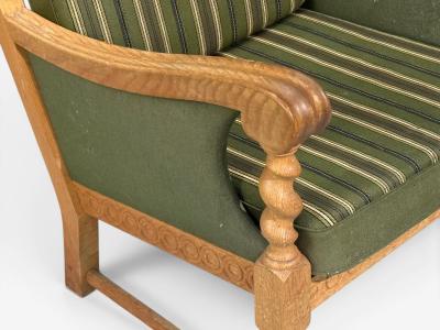 Henning Kjaernulf Henning Kjaernulf Style Lounge Chairs Oak Fabric Denmark 1970s