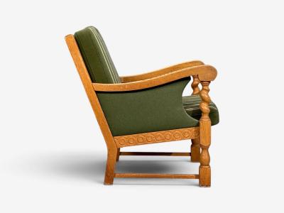Henning Kjaernulf Henning Kjaernulf Style Lounge Chairs Oak Fabric Denmark 1970s