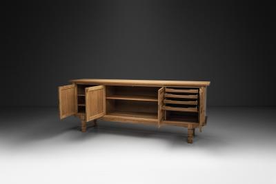 Henning Kjaernulf Oak Sideboard with Geometric Detailings by Henning Kjaernulf Denmark 1960s