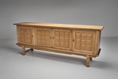 Henning Kjaernulf Oak Sideboard with Geometric Detailings by Henning Kjaernulf Denmark 1960s