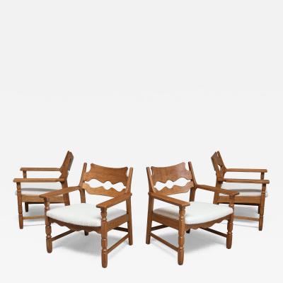 Henning Kjaernulf Set Of Four Henning Kj rnulf Razorblade Armchairs EG M bler Denmark 1960s