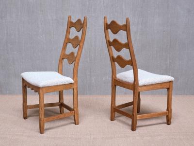 Henning Kjaernulf Set of 6 Henning Kj rnulf Dining Chairs Oak and Rubelli Boucl Denmark 1960s