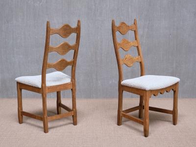 Henning Kjaernulf Set of 6 Henning Kj rnulf Dining Chairs Oak and Rubelli Boucl Denmark 1960s