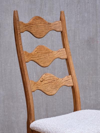 Henning Kjaernulf Set of 6 Henning Kj rnulf Dining Chairs Oak and Rubelli Boucl Denmark 1960s