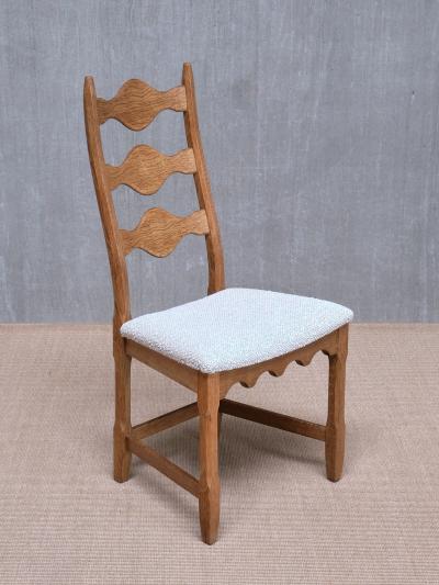 Henning Kjaernulf Set of 6 Henning Kj rnulf Dining Chairs Oak and Rubelli Boucl Denmark 1960s