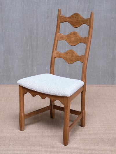 Henning Kjaernulf Set of 6 Henning Kj rnulf Dining Chairs Oak and Rubelli Boucl Denmark 1960s