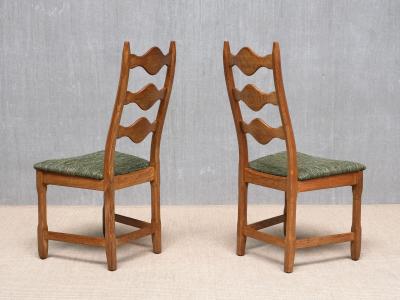 Henning Kjaernulf Set of 6 Henning Kj rnulf Dining Chairs in Oak and Pierre Frey Tweed 1960s