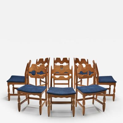 Henning Kjaernulf Set of 8 Razorblade Dining Chairs by Henning Kjaernulf Denmark 1960s