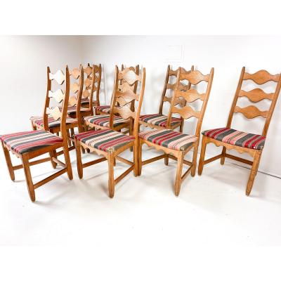 Henning Kjaernulf Set of Ten Dining Chairs by Henning Kjaernulf