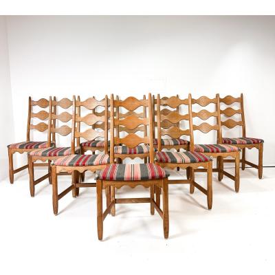 Henning Kjaernulf Set of Ten Dining Chairs by Henning Kjaernulf