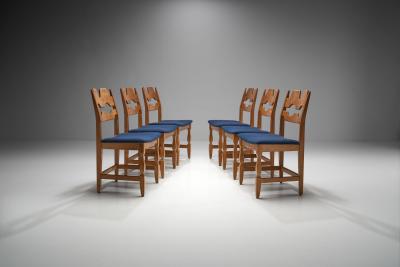 Henning Kjaernulf Six Razorblade Dining Chairs by Henning Kjaernulf Denmark 1960s