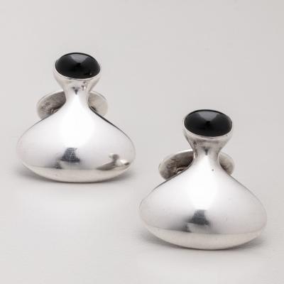 Henning Koppel Georg Jensen Modernist Cufflinks No 79 Sterling with Onyx by Henning Koppel