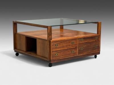 Henning Korch Danish Modern Rosewood Rolling Coffee Table Denmark 1960s