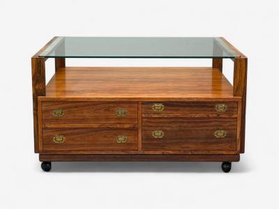Henning Korch Danish Modern Rosewood Rolling Coffee Table Denmark 1960s