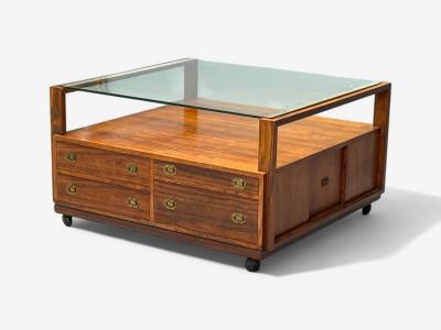Henning Korch Danish Modern Rosewood Rolling Coffee Table Denmark 1960s