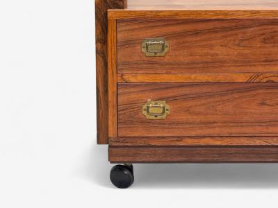 Henning Korch Danish Modern Rosewood Rolling Coffee Table Denmark 1960s