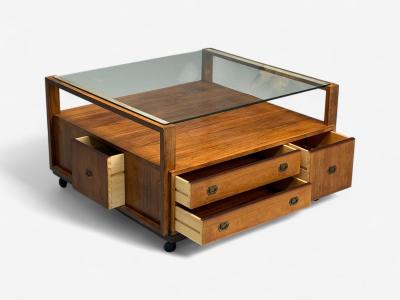Henning Korch Danish Modern Rosewood Rolling Coffee Table Denmark 1960s
