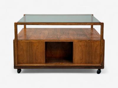 Henning Korch Danish Modern Rosewood Rolling Coffee Table Denmark 1960s