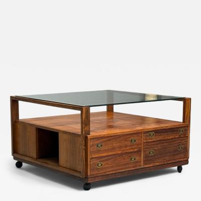 Henning Korch Danish Modern Rosewood Rolling Coffee Table Denmark 1960s